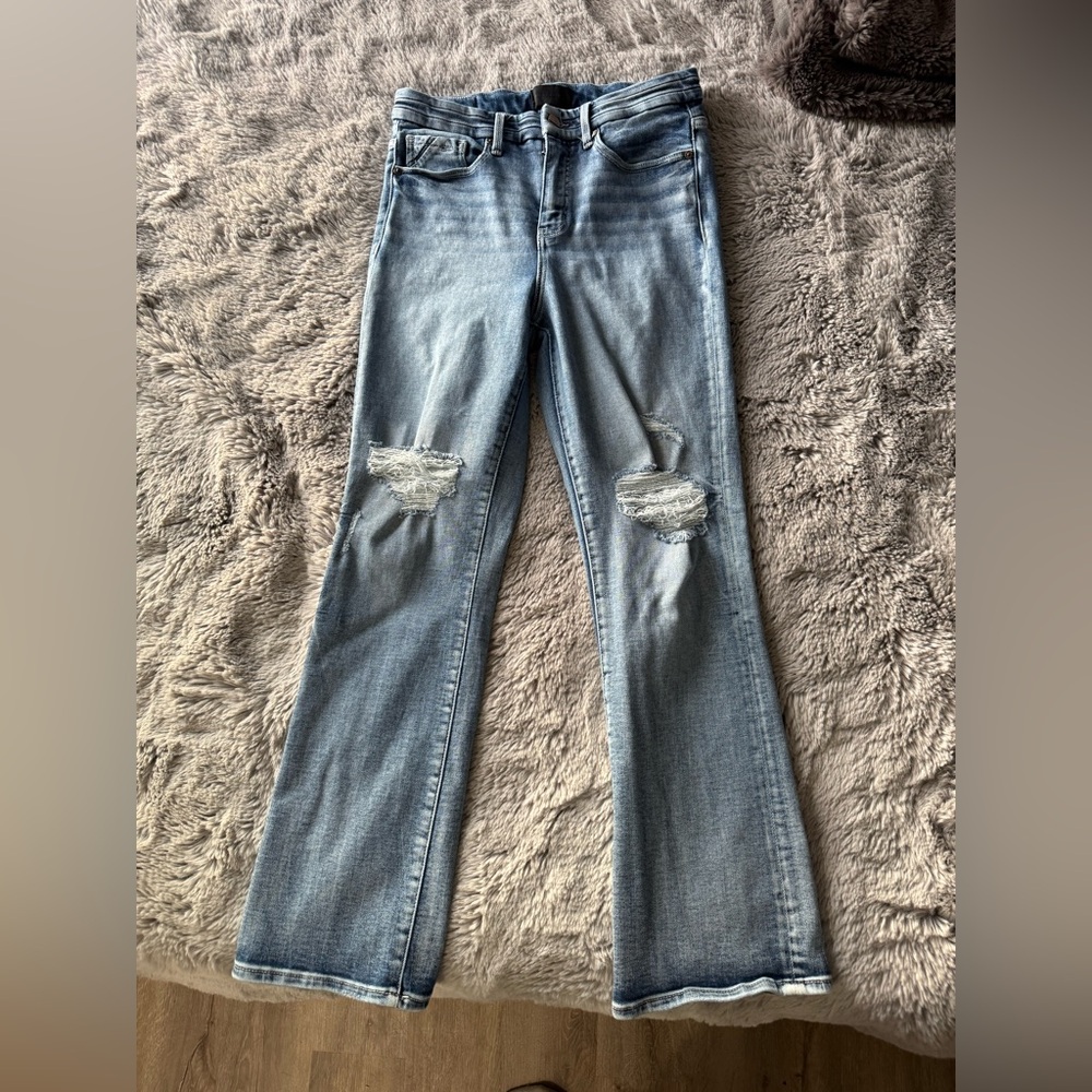Buckle Black Bootcut Distressed Jeans
